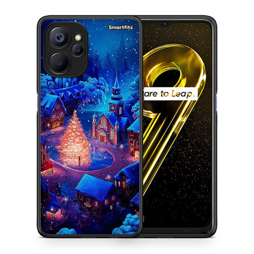 Θήκη Realme 9i 5G Xmas Village από τη Smartfits με σχέδιο στο πίσω μέρος και μαύρο περίβλημα | Realme 9i 5G Xmas Village case with colorful back and black bezels