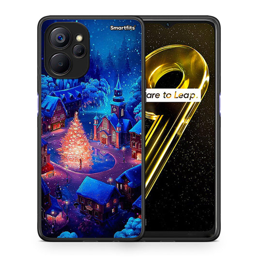 Θήκη Realme 9i 5G Xmas Village από τη Smartfits με σχέδιο στο πίσω μέρος και μαύρο περίβλημα | Realme 9i 5G Xmas Village case with colorful back and black bezels