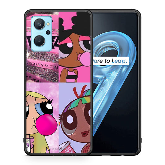 Θήκη Αγίου Βαλεντίνου Realme 9i Bubble Girls από τη Smartfits με σχέδιο στο πίσω μέρος και μαύρο περίβλημα | Realme 9i Bubble Girls case with colorful back and black bezels
