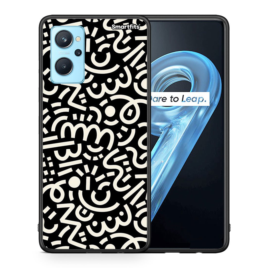 Θήκη Realme 9i Doodle Art από τη Smartfits με σχέδιο στο πίσω μέρος και μαύρο περίβλημα | Realme 9i Doodle Art case with colorful back and black bezels