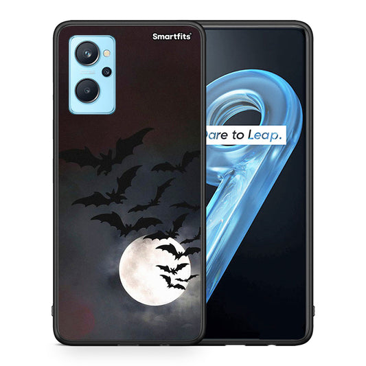 Θήκη Realme 9i Halloween Bat Night από τη Smartfits με σχέδιο στο πίσω μέρος και μαύρο περίβλημα | Realme 9i Halloween Bat Night case with colorful back and black bezels