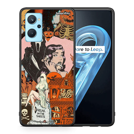 Θήκη Realme 9i Halloween Collage από τη Smartfits με σχέδιο στο πίσω μέρος και μαύρο περίβλημα | Realme 9i Halloween Collage case with colorful back and black bezels