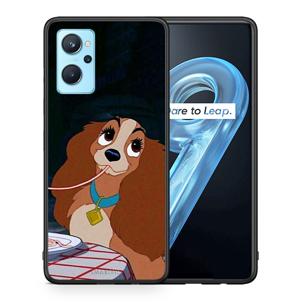 Θήκη Αγίου Βαλεντίνου Realme 9i Lady And Tramp 2 από τη Smartfits με σχέδιο στο πίσω μέρος και μαύρο περίβλημα | Realme 9i Lady And Tramp 2 case with colorful back and black bezels