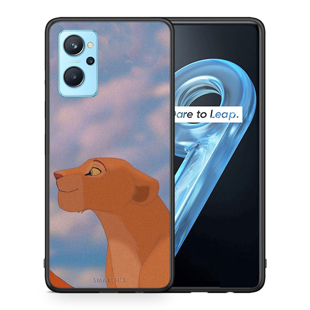 Θήκη Αγίου Βαλεντίνου Realme 9i Lion Love 2 από τη Smartfits με σχέδιο στο πίσω μέρος και μαύρο περίβλημα | Realme 9i Lion Love 2 case with colorful back and black bezels