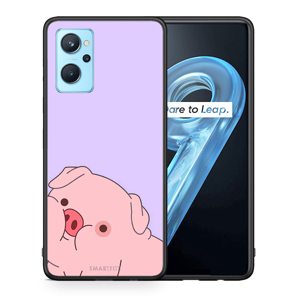 Θήκη Αγίου Βαλεντίνου Realme 9i Pig Love 2 από τη Smartfits με σχέδιο στο πίσω μέρος και μαύρο περίβλημα | Realme 9i Pig Love 2 case with colorful back and black bezels