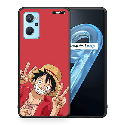 Θήκη Realme 9i Pirate Luffy από τη Smartfits με σχέδιο στο πίσω μέρος και μαύρο περίβλημα | Realme 9i Pirate Luffy case with colorful back and black bezels