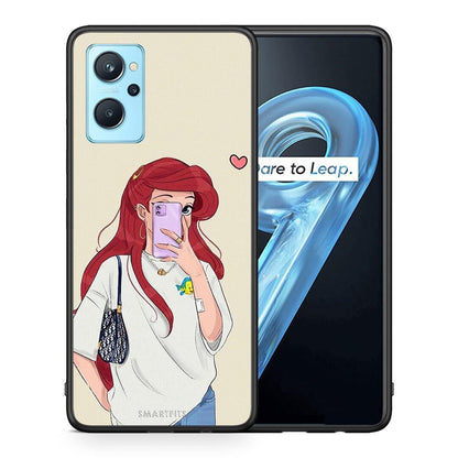 Θήκη Realme 9i Walking Mermaid από τη Smartfits με σχέδιο στο πίσω μέρος και μαύρο περίβλημα | Realme 9i Walking Mermaid case with colorful back and black bezels