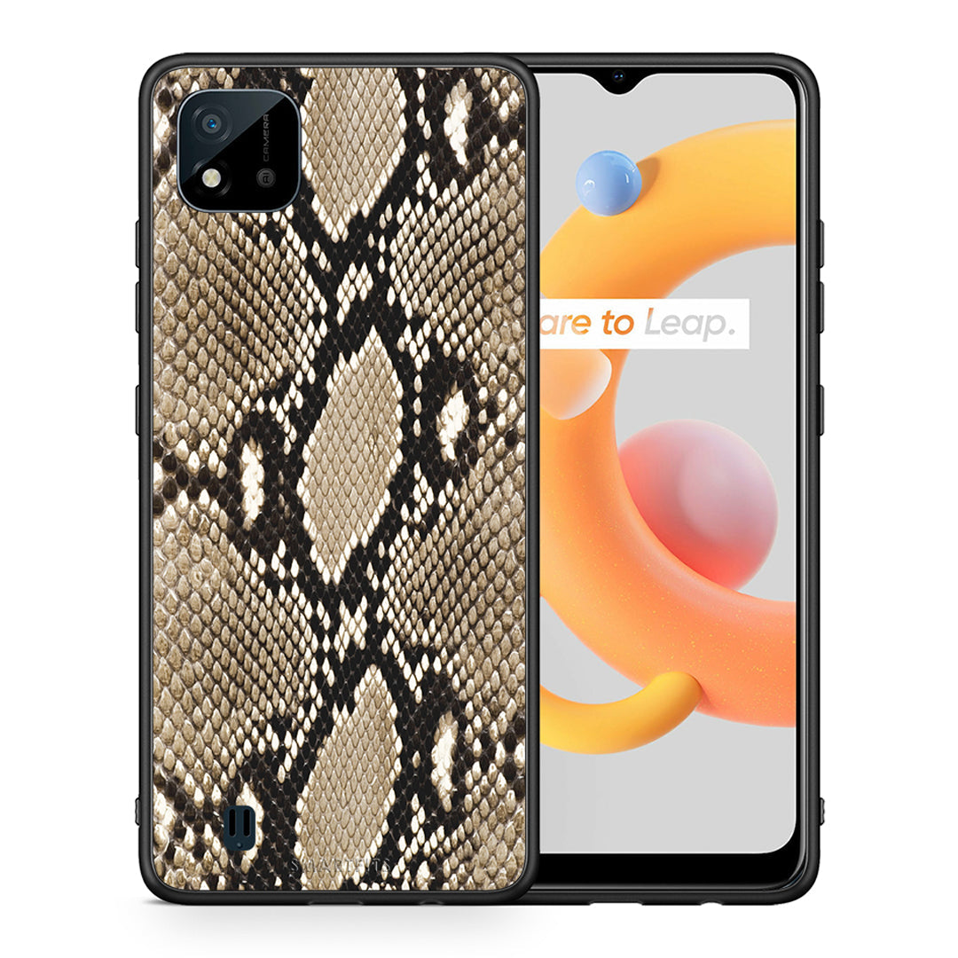 Θήκη Realme C11 2021 Fashion Snake Animal από τη Smartfits με σχέδιο στο πίσω μέρος και μαύρο περίβλημα | Realme C11 2021 Fashion Snake Animal case with colorful back and black bezels