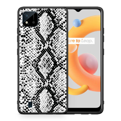Θήκη Realme C11 2021 White Snake Animal από τη Smartfits με σχέδιο στο πίσω μέρος και μαύρο περίβλημα | Realme C11 2021 White Snake Animal case with colorful back and black bezels