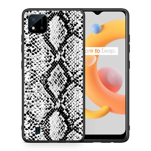 Θήκη Realme C11 2021 White Snake Animal από τη Smartfits με σχέδιο στο πίσω μέρος και μαύρο περίβλημα | Realme C11 2021 White Snake Animal case with colorful back and black bezels