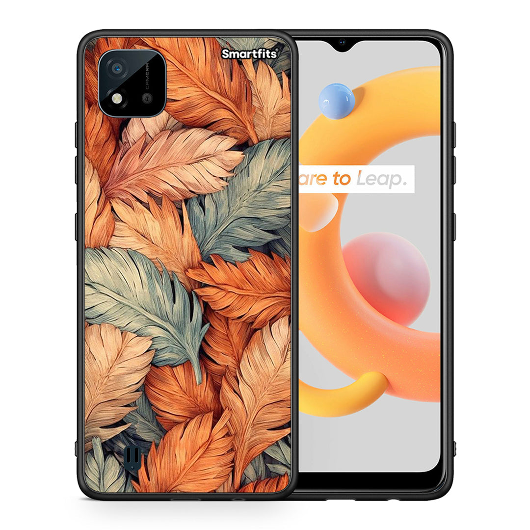 Θήκη Realme C11 2021 Autumn Leaves από τη Smartfits με σχέδιο στο πίσω μέρος και μαύρο περίβλημα | Realme C11 2021 Autumn Leaves case with colorful back and black bezels