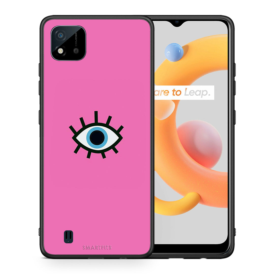 Θήκη Realme C11 2021 Blue Eye Pink από τη Smartfits με σχέδιο στο πίσω μέρος και μαύρο περίβλημα | Realme C11 2021 Blue Eye Pink case with colorful back and black bezels