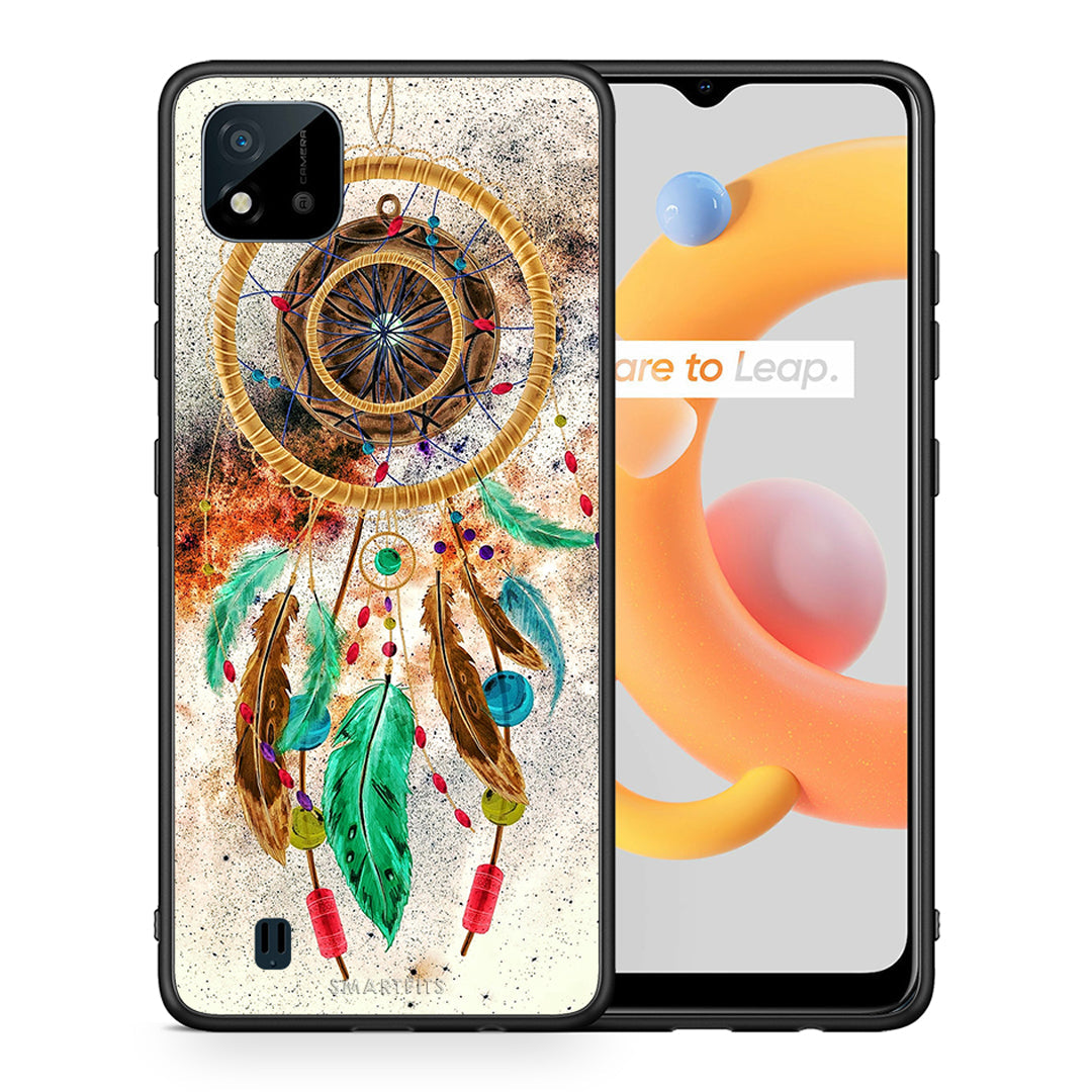 Θήκη Realme C11 2021 DreamCatcher Boho από τη Smartfits με σχέδιο στο πίσω μέρος και μαύρο περίβλημα | Realme C11 2021 DreamCatcher Boho case with colorful back and black bezels