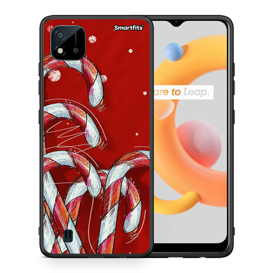 Θήκη Realme C11 2021 Candy Cane από τη Smartfits με σχέδιο στο πίσω μέρος και μαύρο περίβλημα | Realme C11 2021 Candy Cane case with colorful back and black bezels