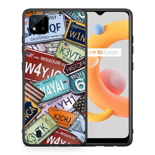 Θήκη Realme C11 2021 Car Plates από τη Smartfits με σχέδιο στο πίσω μέρος και μαύρο περίβλημα | Realme C11 2021 Car Plates case with colorful back and black bezels