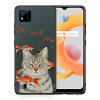 Thumbnail for Θήκη Realme C11 2021 Cat Goldfish από τη Smartfits με σχέδιο στο πίσω μέρος και μαύρο περίβλημα | Realme C11 2021 Cat Goldfish case with colorful back and black bezels