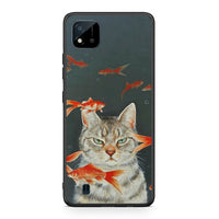 Thumbnail for Realme C11 2021 Cat Goldfish θήκη από τη Smartfits με σχέδιο στο πίσω μέρος και μαύρο περίβλημα | Smartphone case with colorful back and black bezels by Smartfits