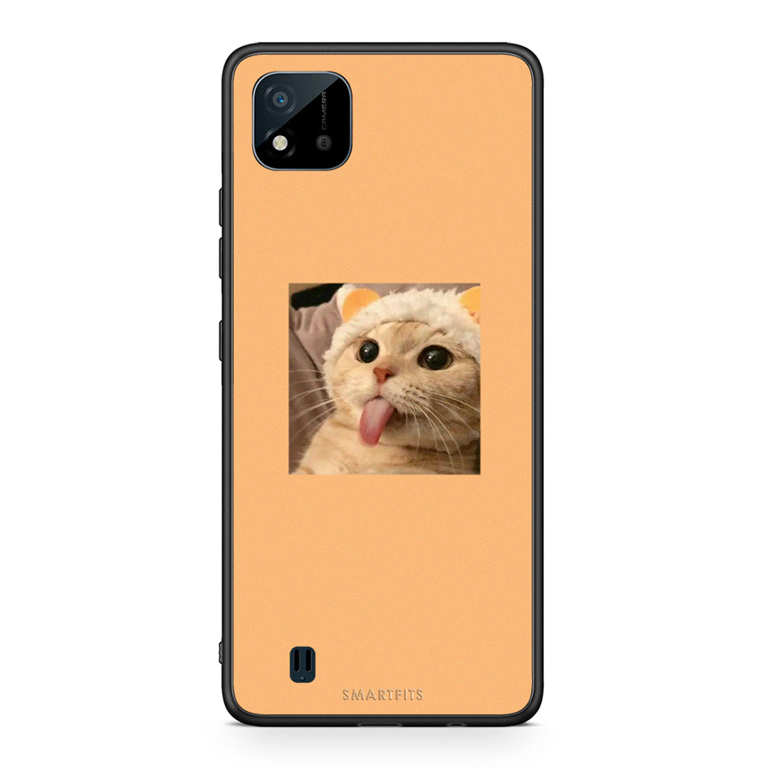 Realme C11 2021 Cat Tongue θήκη από τη Smartfits με σχέδιο στο πίσω μέρος και μαύρο περίβλημα | Smartphone case with colorful back and black bezels by Smartfits