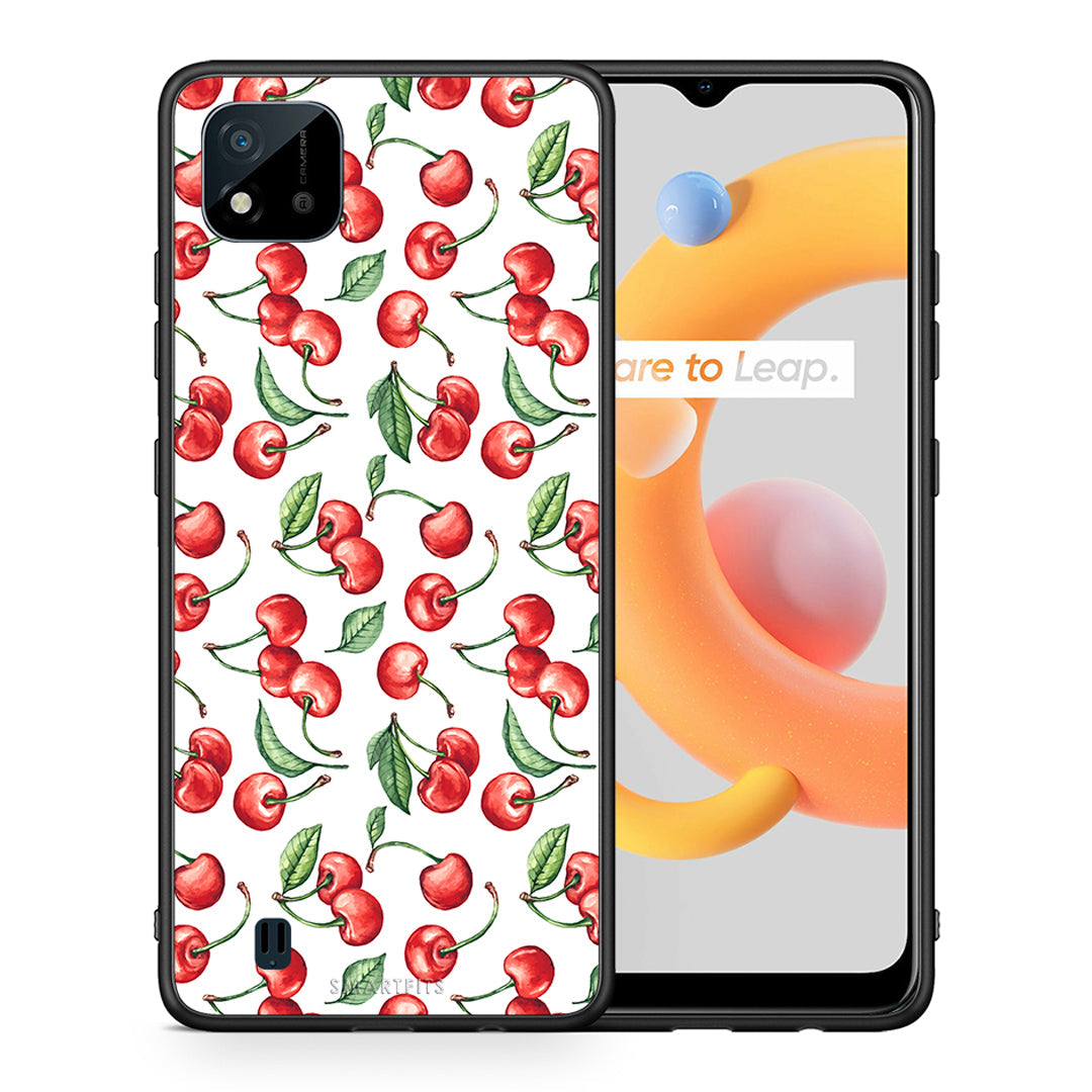 Θήκη Realme C11 2021 Cherry Summer από τη Smartfits με σχέδιο στο πίσω μέρος και μαύρο περίβλημα | Realme C11 2021 Cherry Summer case with colorful back and black bezels