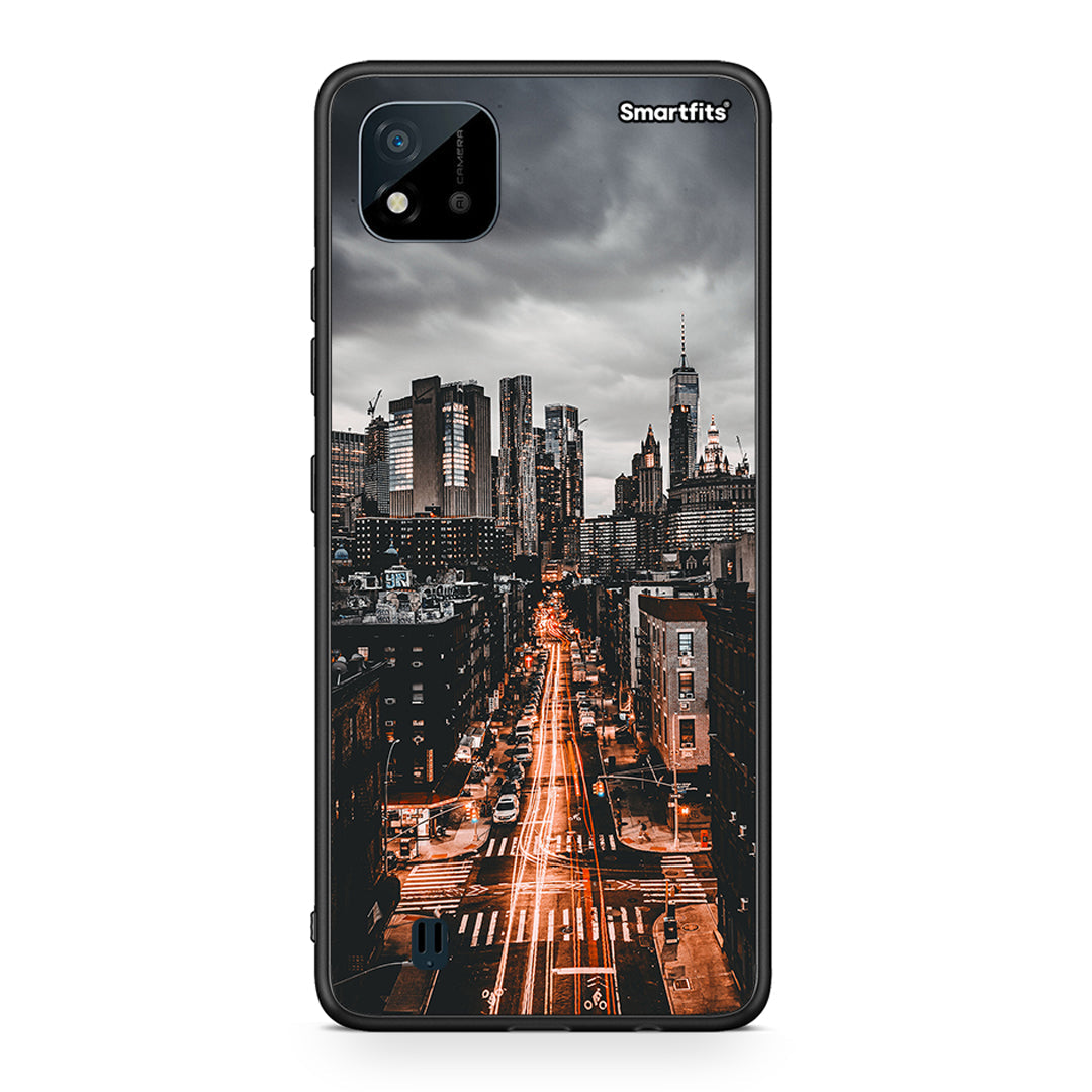 Realme C11 2021 City Lights θήκη από τη Smartfits με σχέδιο στο πίσω μέρος και μαύρο περίβλημα | Smartphone case with colorful back and black bezels by Smartfits
