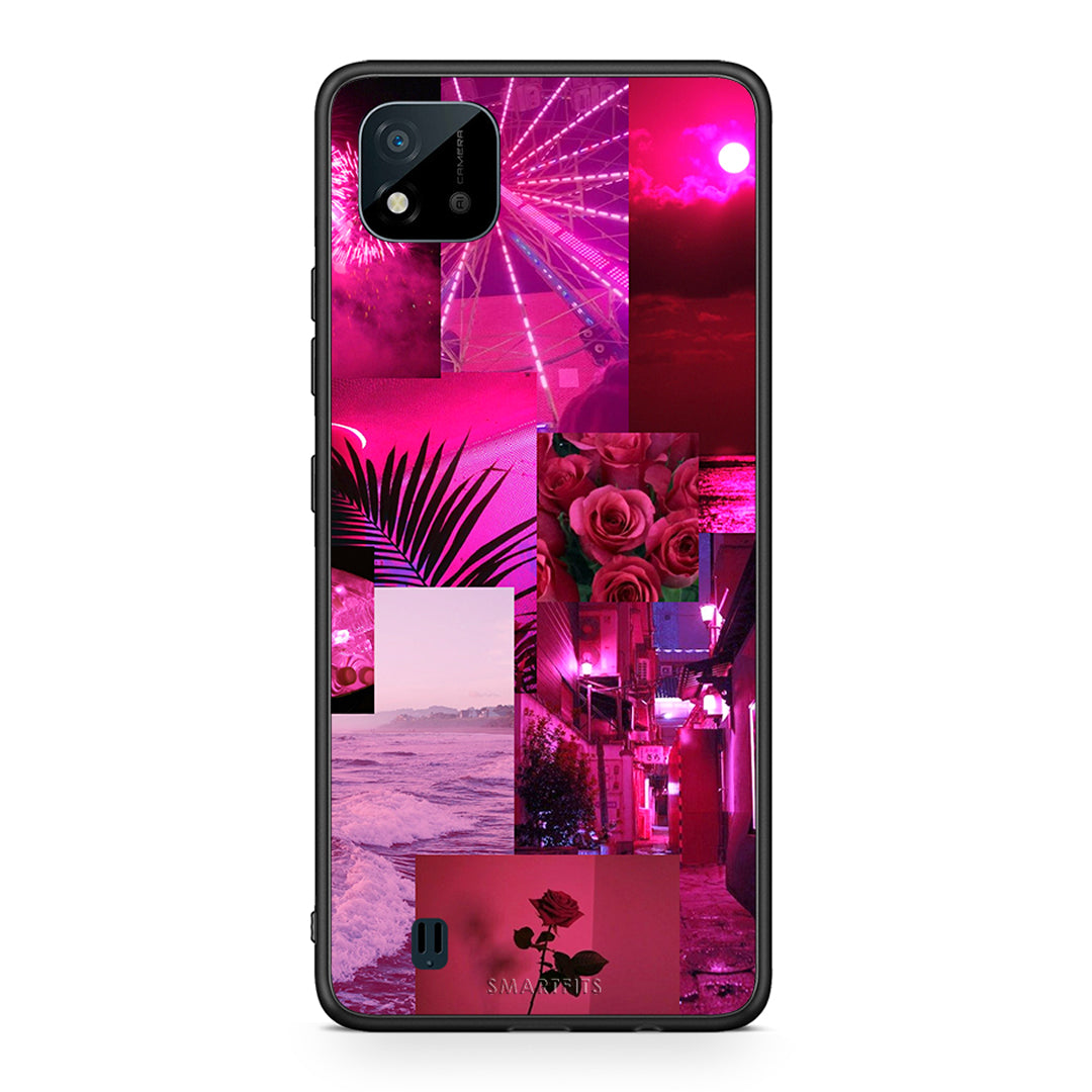Realme C11 2021 Collage Red Roses Θήκη Αγίου Βαλεντίνου από τη Smartfits με σχέδιο στο πίσω μέρος και μαύρο περίβλημα | Smartphone case with colorful back and black bezels by Smartfits