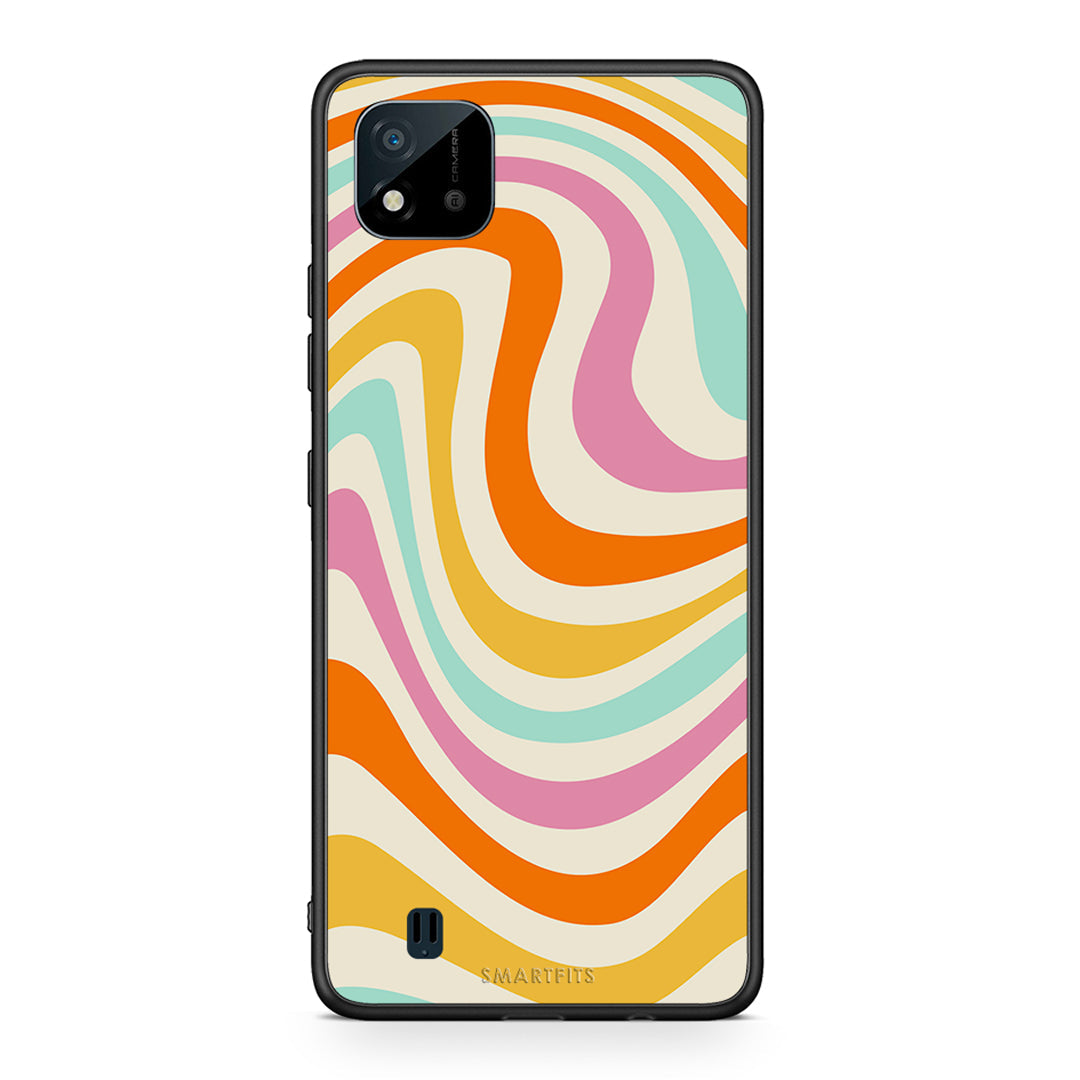 Realme C11 2021 Colourful Waves θήκη από τη Smartfits με σχέδιο στο πίσω μέρος και μαύρο περίβλημα | Smartphone case with colorful back and black bezels by Smartfits