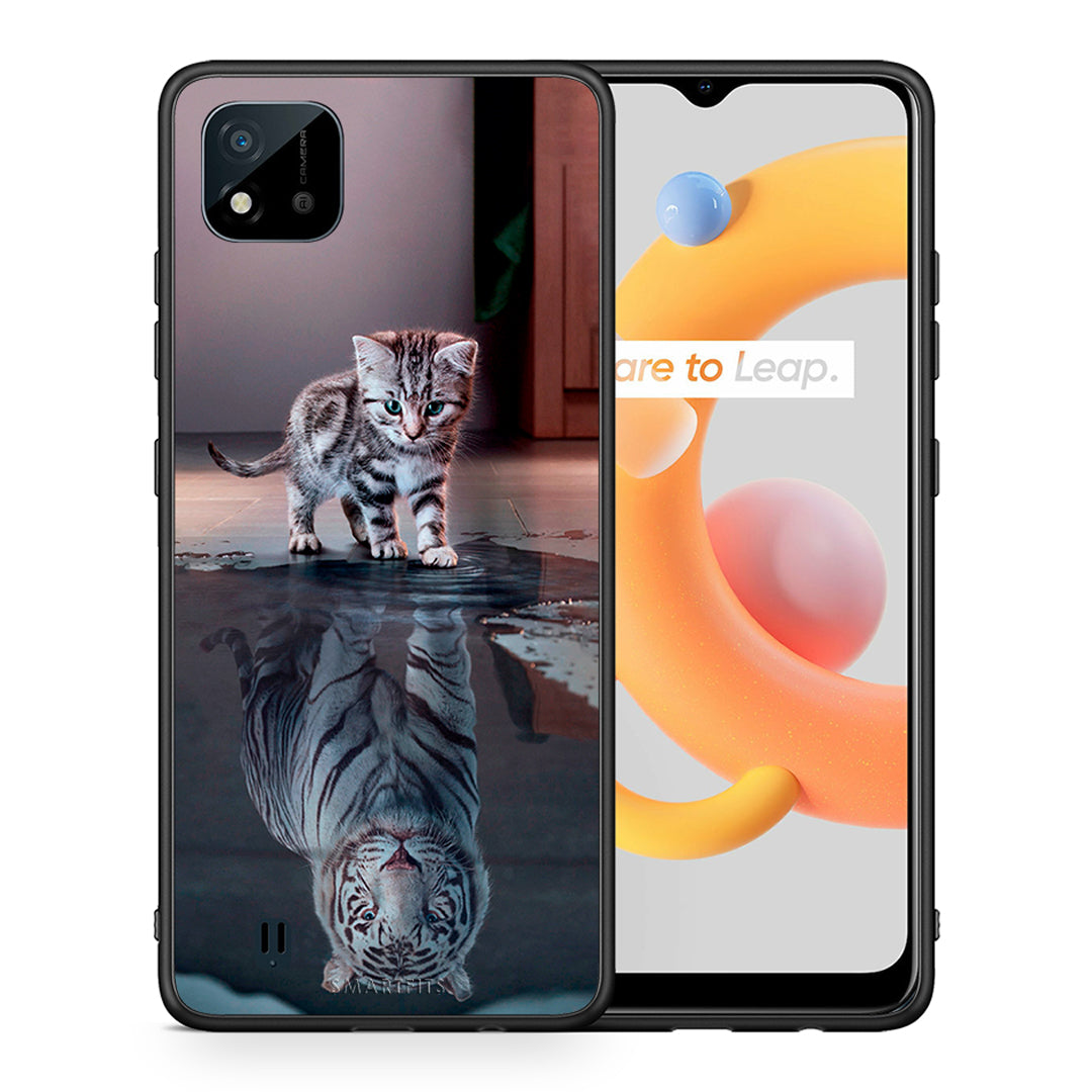 Θήκη Realme C11 2021 Tiger Cute από τη Smartfits με σχέδιο στο πίσω μέρος και μαύρο περίβλημα | Realme C11 2021 Tiger Cute case with colorful back and black bezels