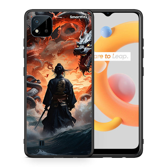 Θήκη Realme C11 2021 Dragons Fight από τη Smartfits με σχέδιο στο πίσω μέρος και μαύρο περίβλημα | Realme C11 2021 Dragons Fight case with colorful back and black bezels