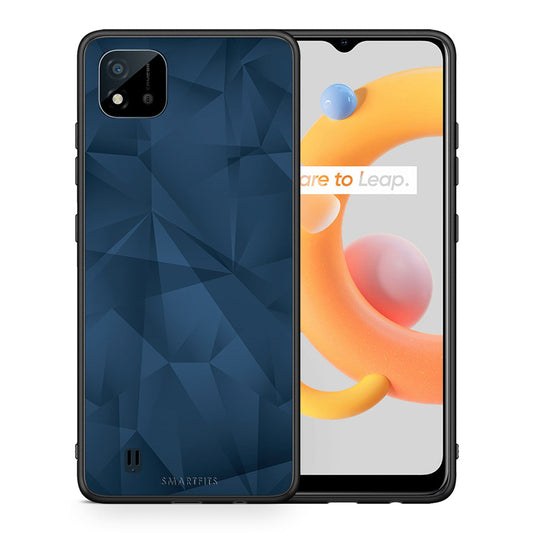 Θήκη Realme C11 2021 Blue Abstract Geometric από τη Smartfits με σχέδιο στο πίσω μέρος και μαύρο περίβλημα | Realme C11 2021 Blue Abstract Geometric case with colorful back and black bezels