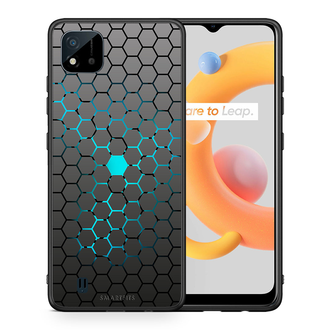 Θήκη Realme C11 2021 Hexagonal Geometric από τη Smartfits με σχέδιο στο πίσω μέρος και μαύρο περίβλημα | Realme C11 2021 Hexagonal Geometric case with colorful back and black bezels