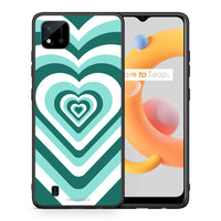 Thumbnail for Θήκη Realme C11 2021 Green Hearts από τη Smartfits με σχέδιο στο πίσω μέρος και μαύρο περίβλημα | Realme C11 2021 Green Hearts case with colorful back and black bezels