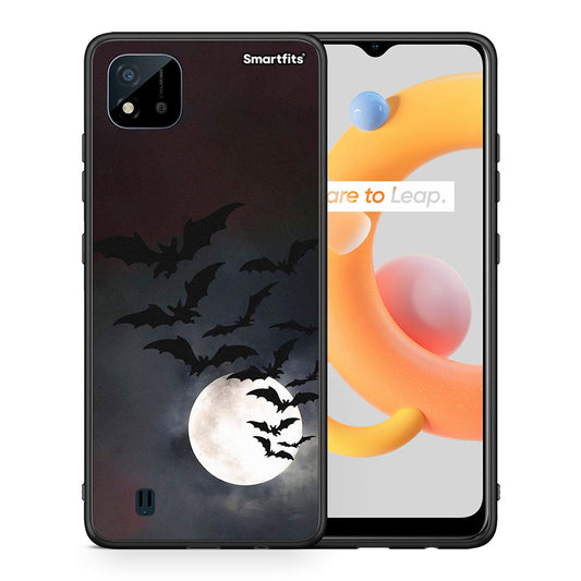 Θήκη Realme C11 2021 Halloween Bat Night από τη Smartfits με σχέδιο στο πίσω μέρος και μαύρο περίβλημα | Realme C11 2021 Halloween Bat Night case with colorful back and black bezels