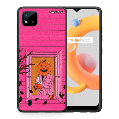 Θήκη Realme C11 2021 Halloween Pumpkin Lady από τη Smartfits με σχέδιο στο πίσω μέρος και μαύρο περίβλημα | Realme C11 2021 Halloween Pumpkin Lady case with colorful back and black bezels