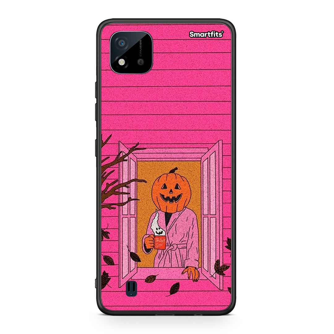 Realme C11 2021 Halloween Pumpkin Lady θήκη από τη Smartfits με σχέδιο στο πίσω μέρος και μαύρο περίβλημα | Smartphone case with colorful back and black bezels by Smartfits