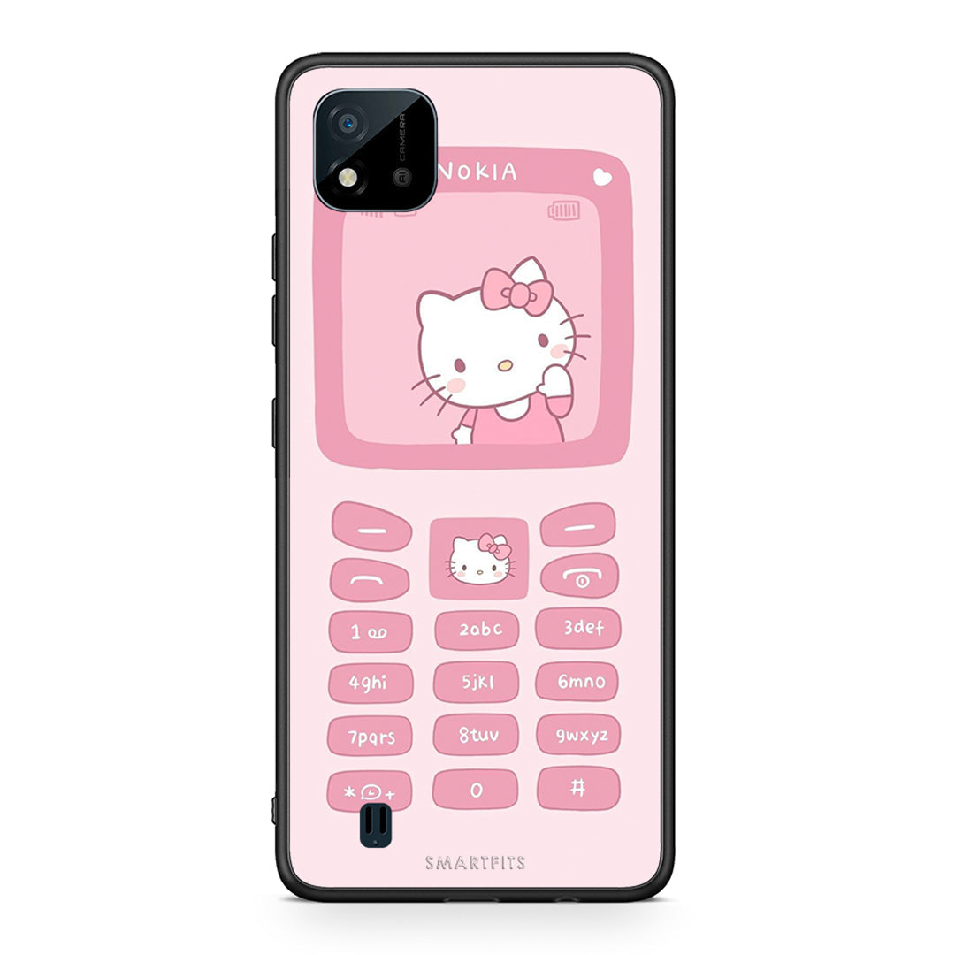 Realme C11 2021 Hello Kitten Θήκη Αγίου Βαλεντίνου από τη Smartfits με σχέδιο στο πίσω μέρος και μαύρο περίβλημα | Smartphone case with colorful back and black bezels by Smartfits