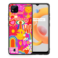 Thumbnail for Θήκη Realme C11 2021 Hippie Love από τη Smartfits με σχέδιο στο πίσω μέρος και μαύρο περίβλημα | Realme C11 2021 Hippie Love case with colorful back and black bezels