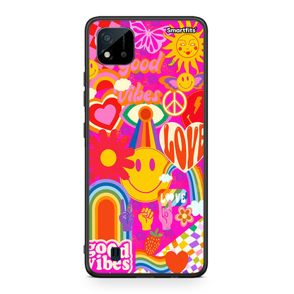 Realme C11 2021 Hippie Love θήκη από τη Smartfits με σχέδιο στο πίσω μέρος και μαύρο περίβλημα | Smartphone case with colorful back and black bezels by Smartfits