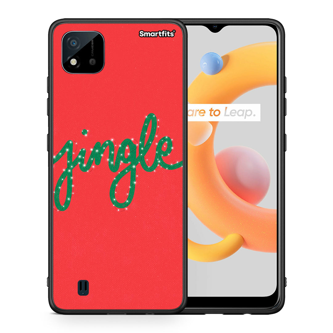 Θήκη Realme C11 2021 Jingle Xmas από τη Smartfits με σχέδιο στο πίσω μέρος και μαύρο περίβλημα | Realme C11 2021 Jingle Xmas case with colorful back and black bezels