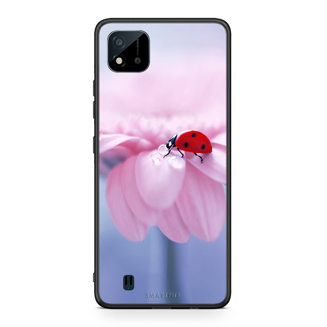 Realme C11 2021 Ladybug Flower θήκη από τη Smartfits με σχέδιο στο πίσω μέρος και μαύρο περίβλημα | Smartphone case with colorful back and black bezels by Smartfits