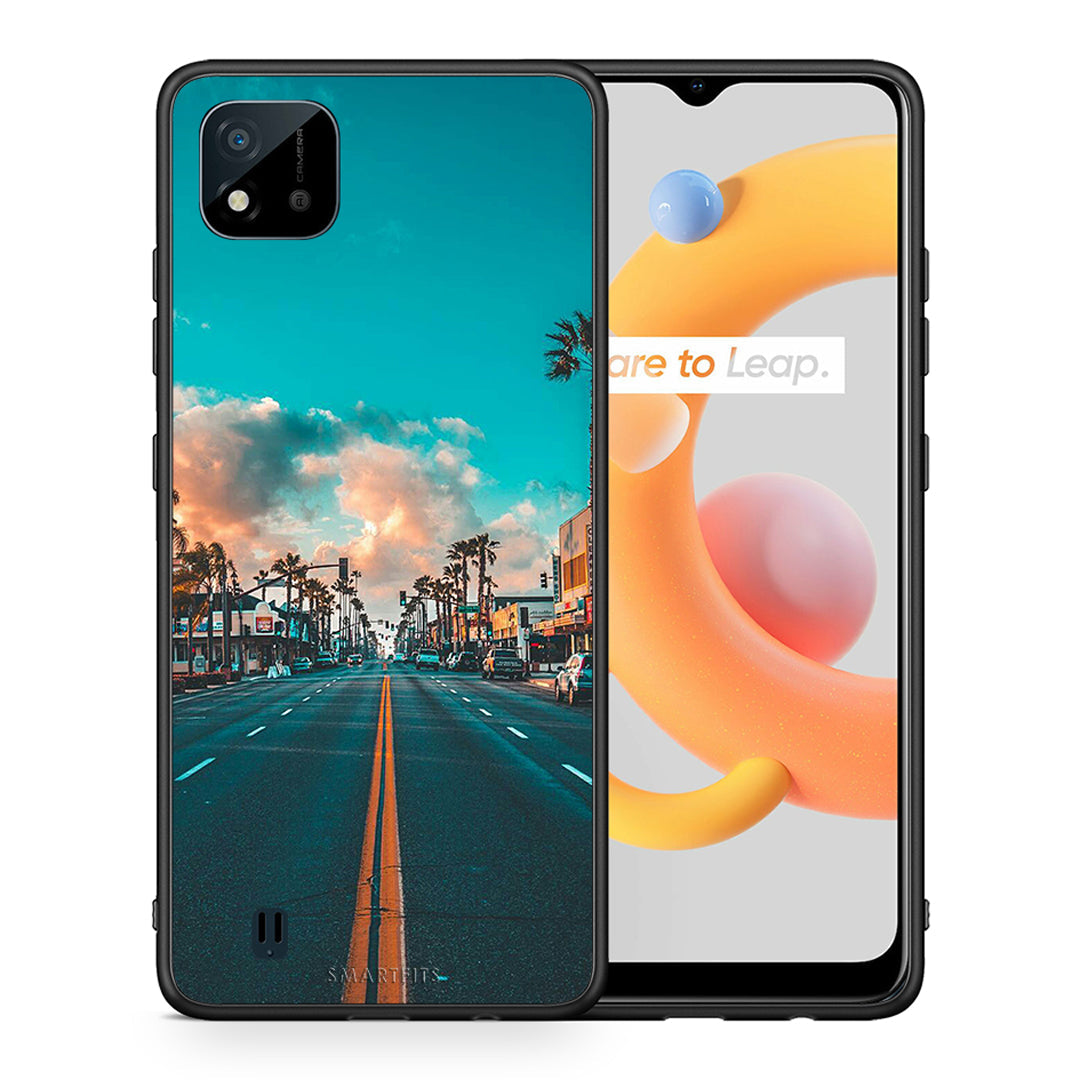 Θήκη Realme C11 2021 City Landscape από τη Smartfits με σχέδιο στο πίσω μέρος και μαύρο περίβλημα | Realme C11 2021 City Landscape case with colorful back and black bezels