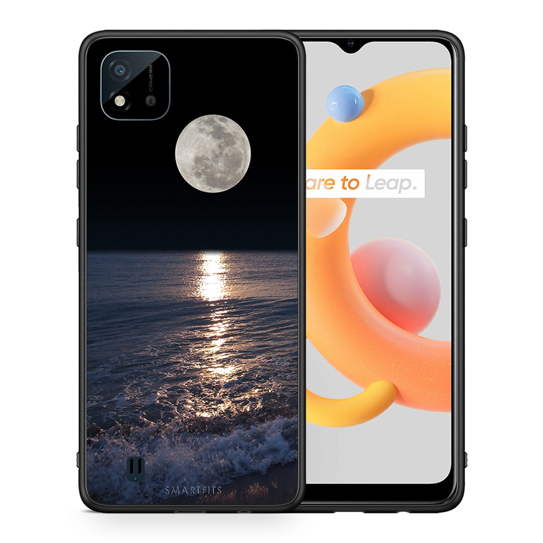 Θήκη Realme C11 2021 Moon Landscape από τη Smartfits με σχέδιο στο πίσω μέρος και μαύρο περίβλημα | Realme C11 2021 Moon Landscape case with colorful back and black bezels