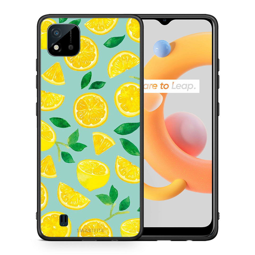 Θήκη Realme C11 2021 Lemons από τη Smartfits με σχέδιο στο πίσω μέρος και μαύρο περίβλημα | Realme C11 2021 Lemons case with colorful back and black bezels