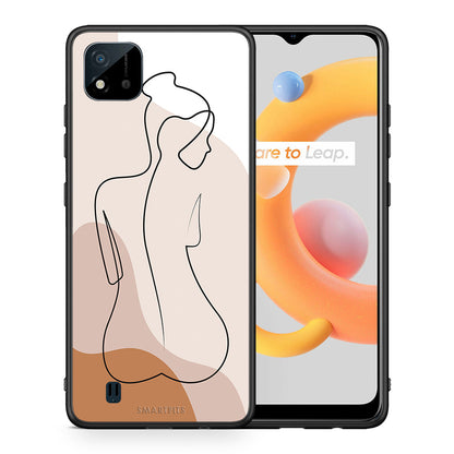 Θήκη Realme C11 2021 LineArt Woman από τη Smartfits με σχέδιο στο πίσω μέρος και μαύρο περίβλημα | Realme C11 2021 LineArt Woman case with colorful back and black bezels