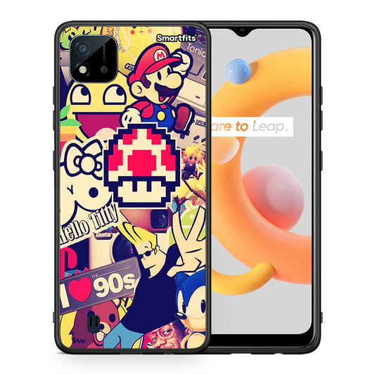 Θήκη Realme C11 2021 Love The 90s από τη Smartfits με σχέδιο στο πίσω μέρος και μαύρο περίβλημα | Realme C11 2021 Love The 90s case with colorful back and black bezels