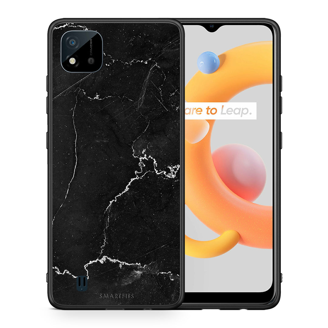 Θήκη Realme C11 2021 Marble Black από τη Smartfits με σχέδιο στο πίσω μέρος και μαύρο περίβλημα | Realme C11 2021 Marble Black case with colorful back and black bezels