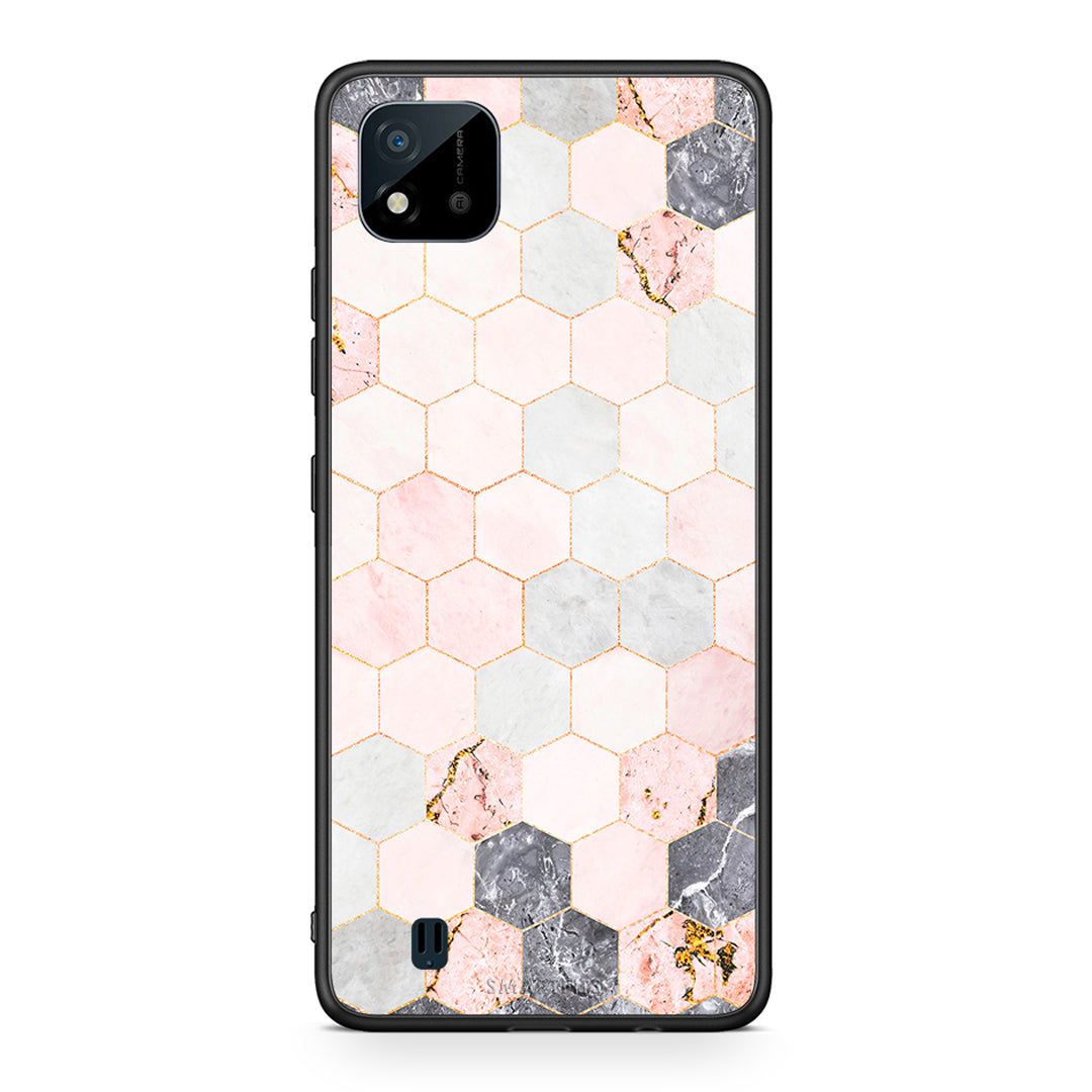 4 - Realme C11 2021 Hexagon Pink Marble case, cover, bumper