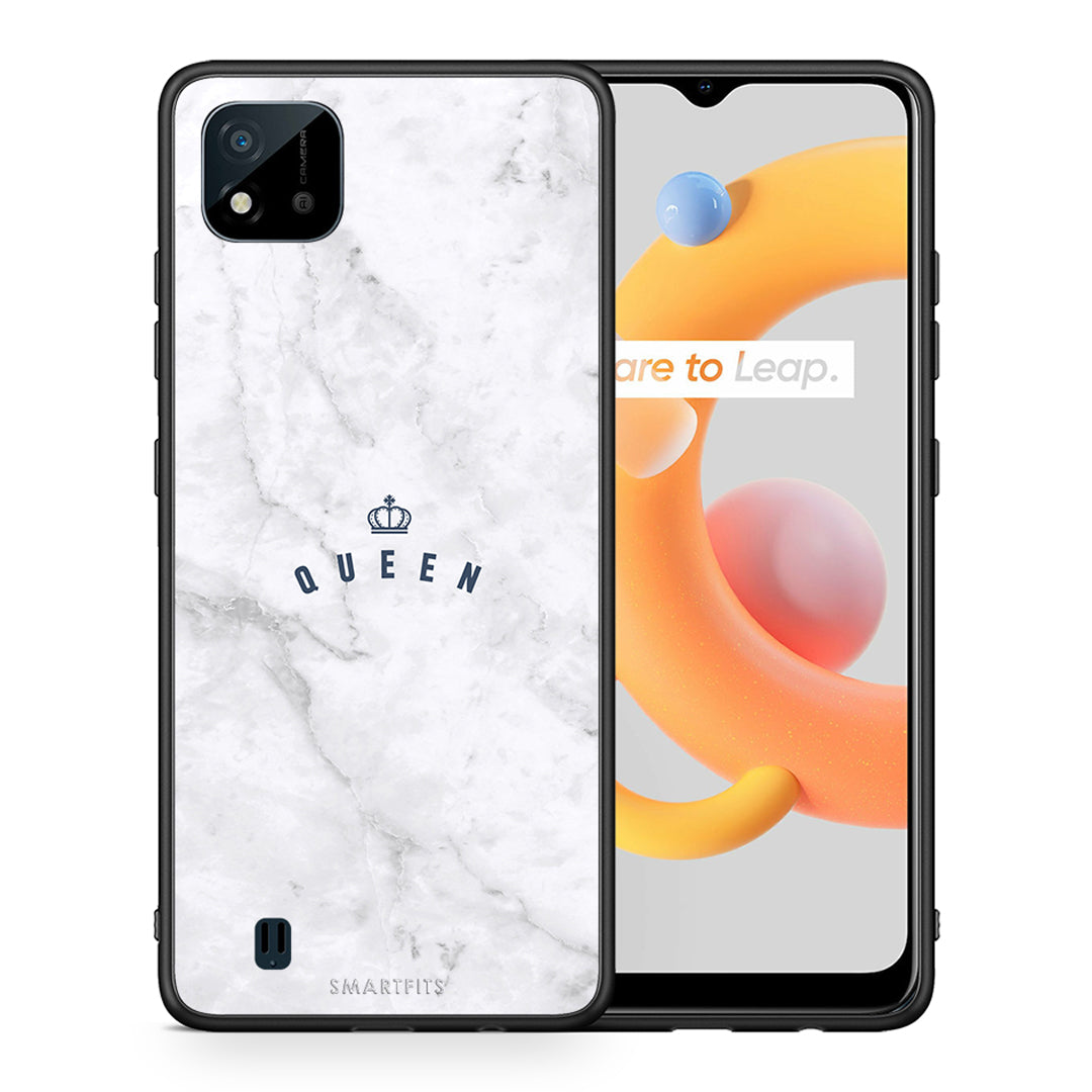 Θήκη Realme C11 2021 Queen Marble από τη Smartfits με σχέδιο στο πίσω μέρος και μαύρο περίβλημα | Realme C11 2021 Queen Marble case with colorful back and black bezels