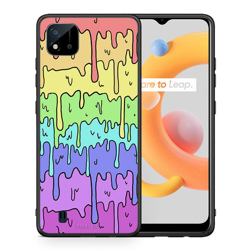 Θήκη Realme C11 2021 Melting Rainbow από τη Smartfits με σχέδιο στο πίσω μέρος και μαύρο περίβλημα | Realme C11 2021 Melting Rainbow case with colorful back and black bezels