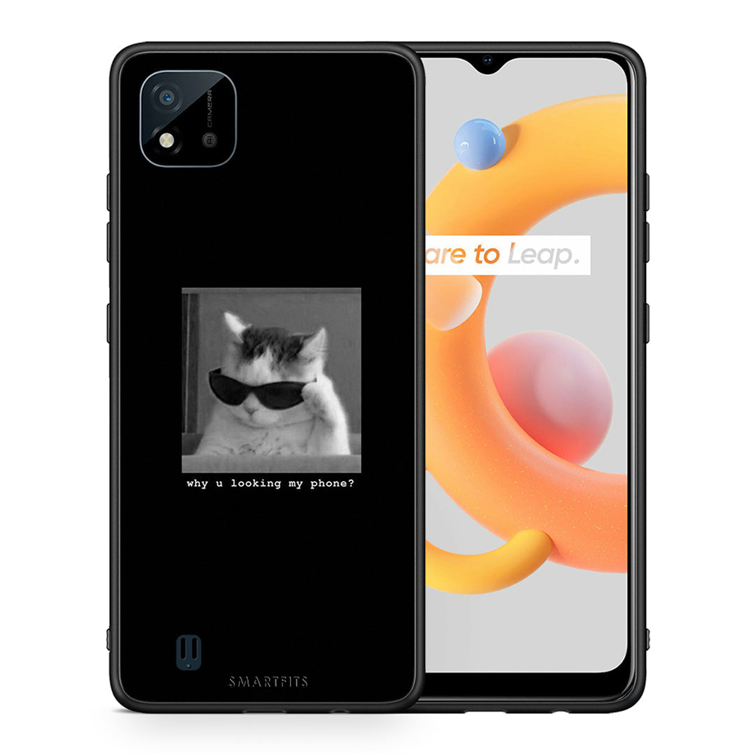 Θήκη Realme C11 2021 Meme Cat από τη Smartfits με σχέδιο στο πίσω μέρος και μαύρο περίβλημα | Realme C11 2021 Meme Cat case with colorful back and black bezels