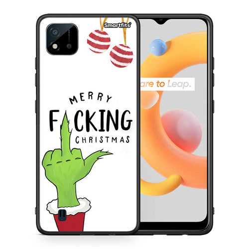 Θήκη Realme C11 2021 Merry F Xmas από τη Smartfits με σχέδιο στο πίσω μέρος και μαύρο περίβλημα | Realme C11 2021 Merry F Xmas case with colorful back and black bezels